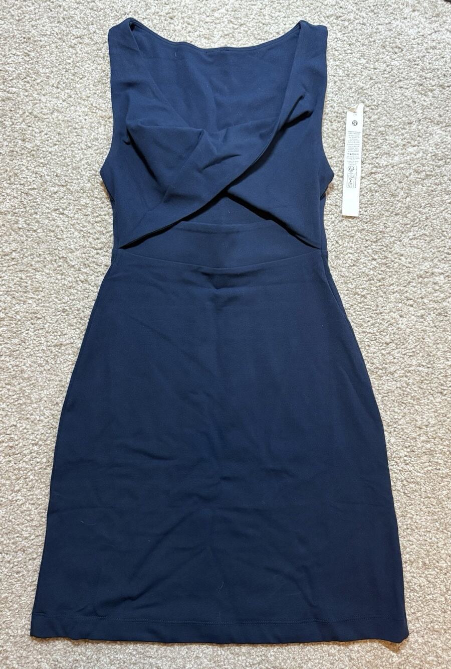 Lululemon Nulu Twist Front Dress XXS Navy Open Back Mini Dress
